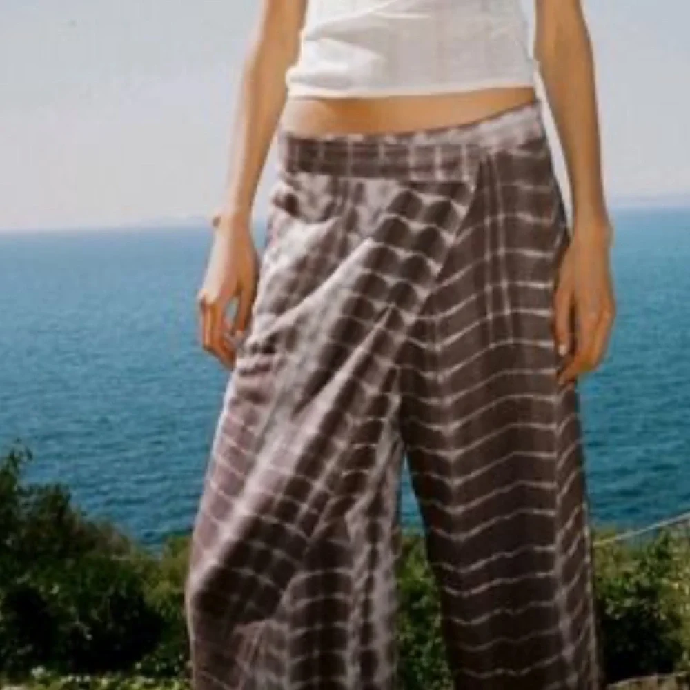 NEW ZARA Zara Tie Dye Grey Linen Blend  Wide Leg Relaxed size XL 🚨NO DISCOUNT